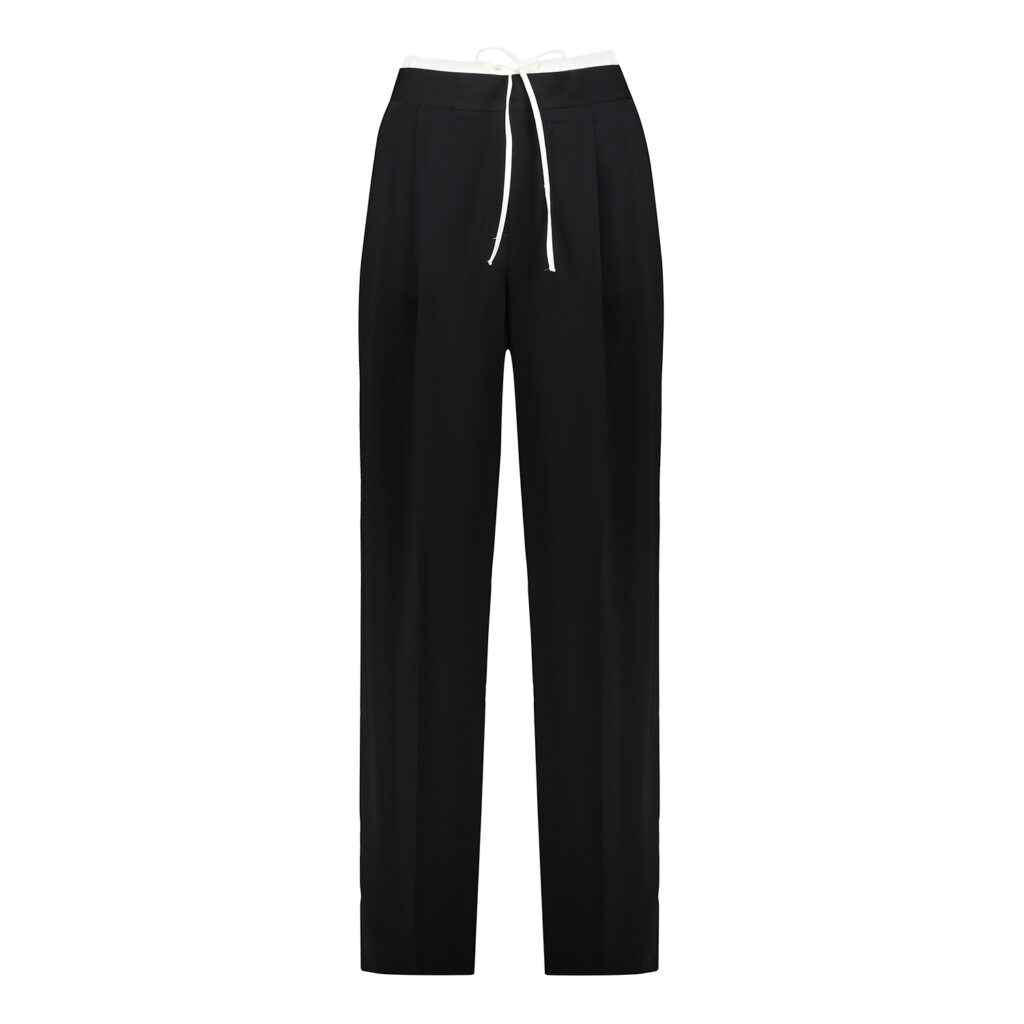 شلوار زنانه کرپ راسته زارا ترک راسته مشکی با لبه سفید