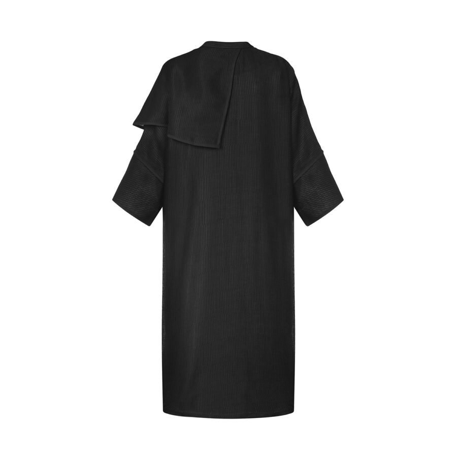 مانتو مشکی دیسکوز فری سایز با گل سینه - Image 4