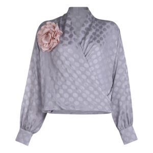 شومیز حریر با گل سینه مدل 2514