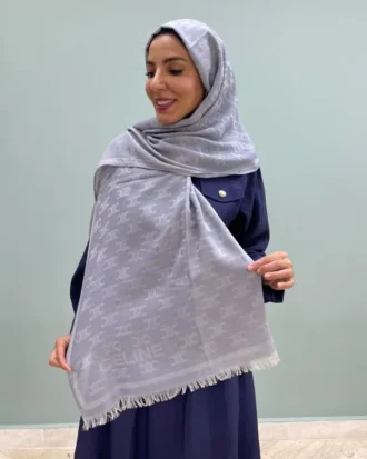 شال کشمیر دو رو قواره ۷۰×۲۰۰ چهار فصل آبی روشن
