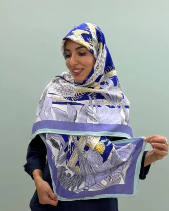 روسری کشمیر چهار فصل دور دست‌دوز قواره ۱۴۰ - RG140058