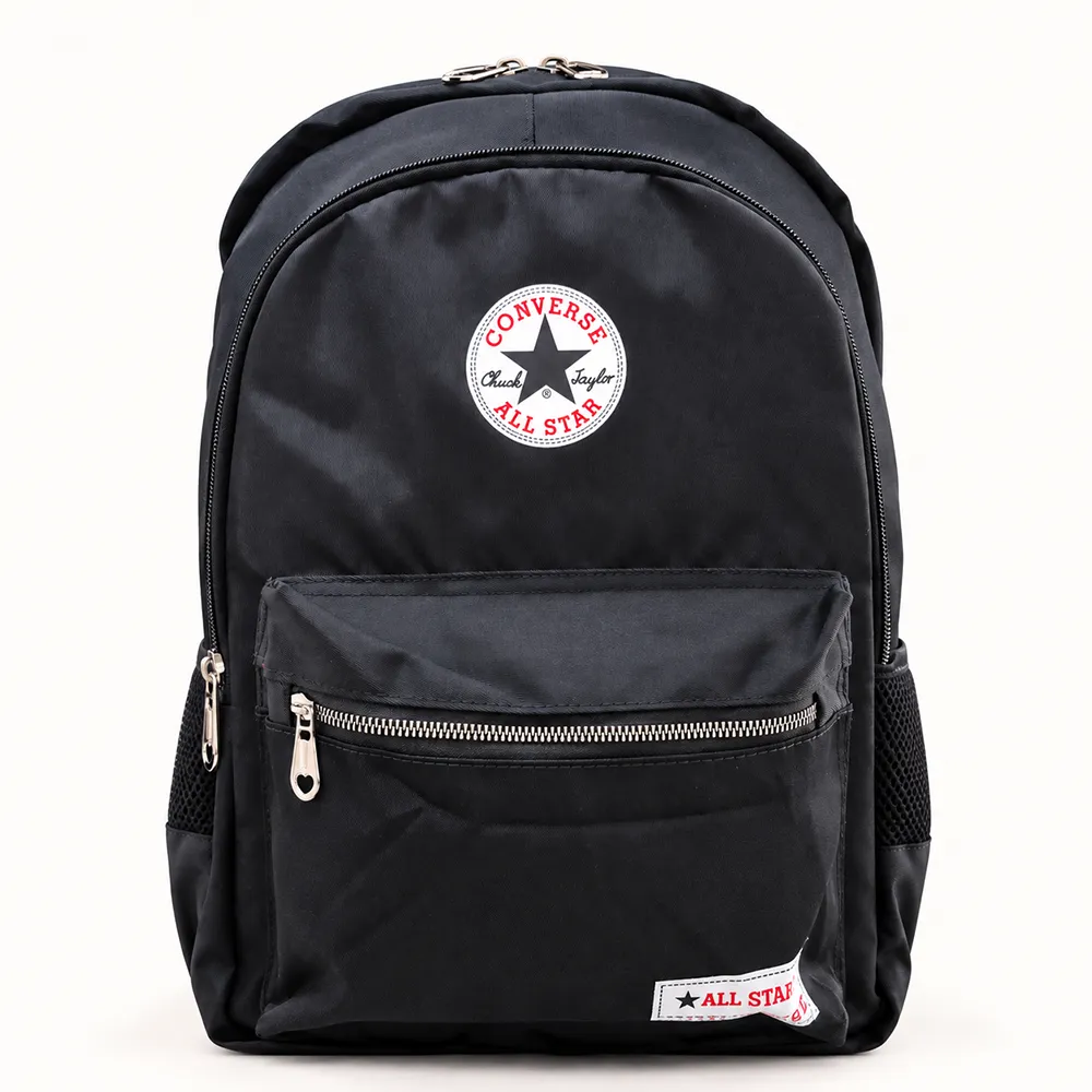 Classic Black Converse All Star Backpack کوله پشتی مشکی طرح کانورس با جیب جلویی زیپدار