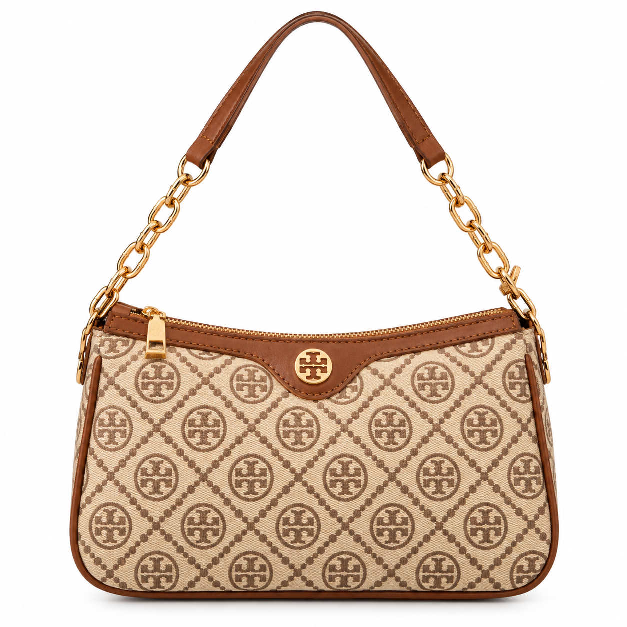 Monogram Canvas Chain-Handle Shoulder Bag کیف دوشی زنانه طرح توری برچ کرم RG06044 نمای جلو