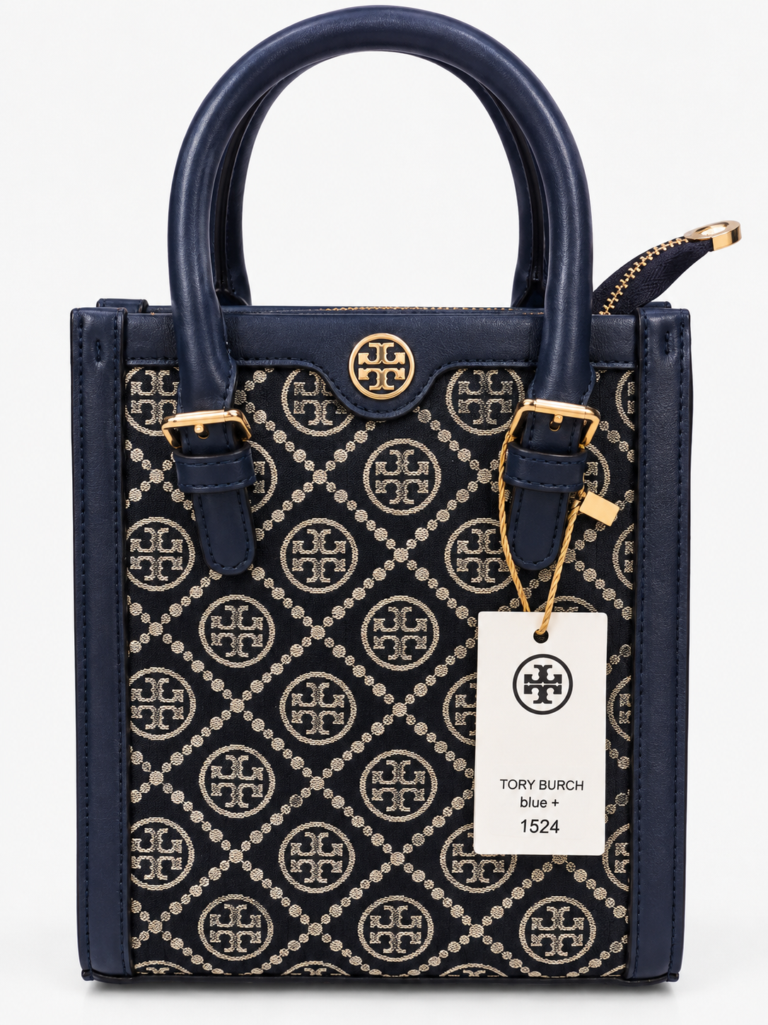 Navy and Beige Tory Burch Mini Tote کیف مستطیلی سرمهای طرح توری برچ مدل RG06045
