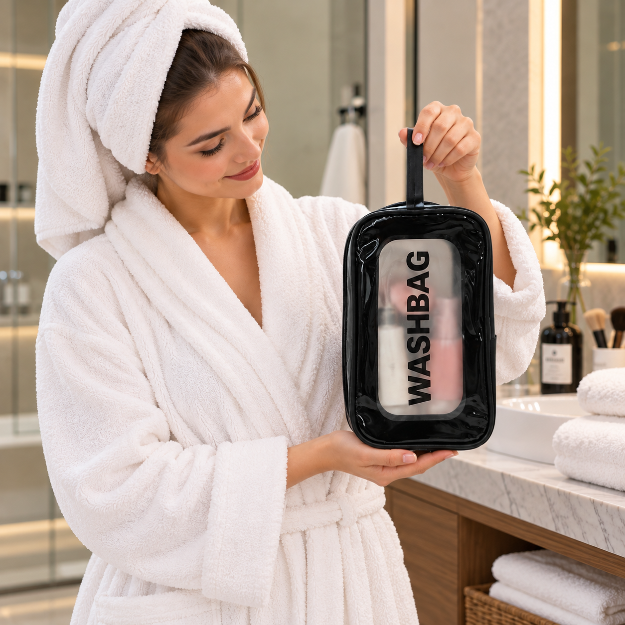 Spa Bathroom Washbag Moment واش بگ مشکی تکدسته PVC مدل RG7506